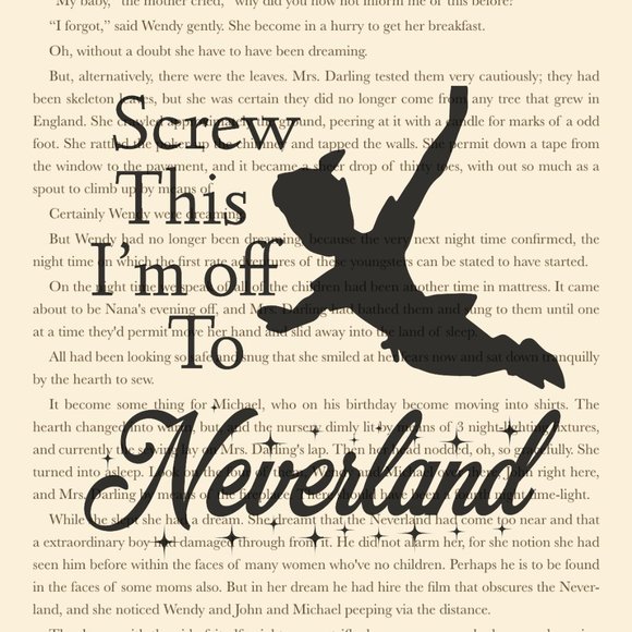 * Peter Pan Art Print, Book Decor - Picture 3 of 4